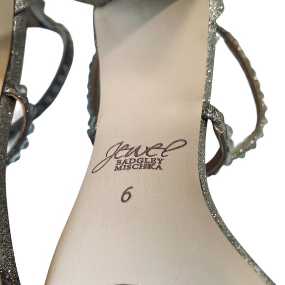 Jewel By Badgley Mischka Owen Glitter Heels Rhinestone Wedding Glam Shoe Size 6 - Picture 4 of 15